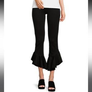 Slim Factor by Investments Ponte Tapered Ruffle Hem Cropped Flare Pants
